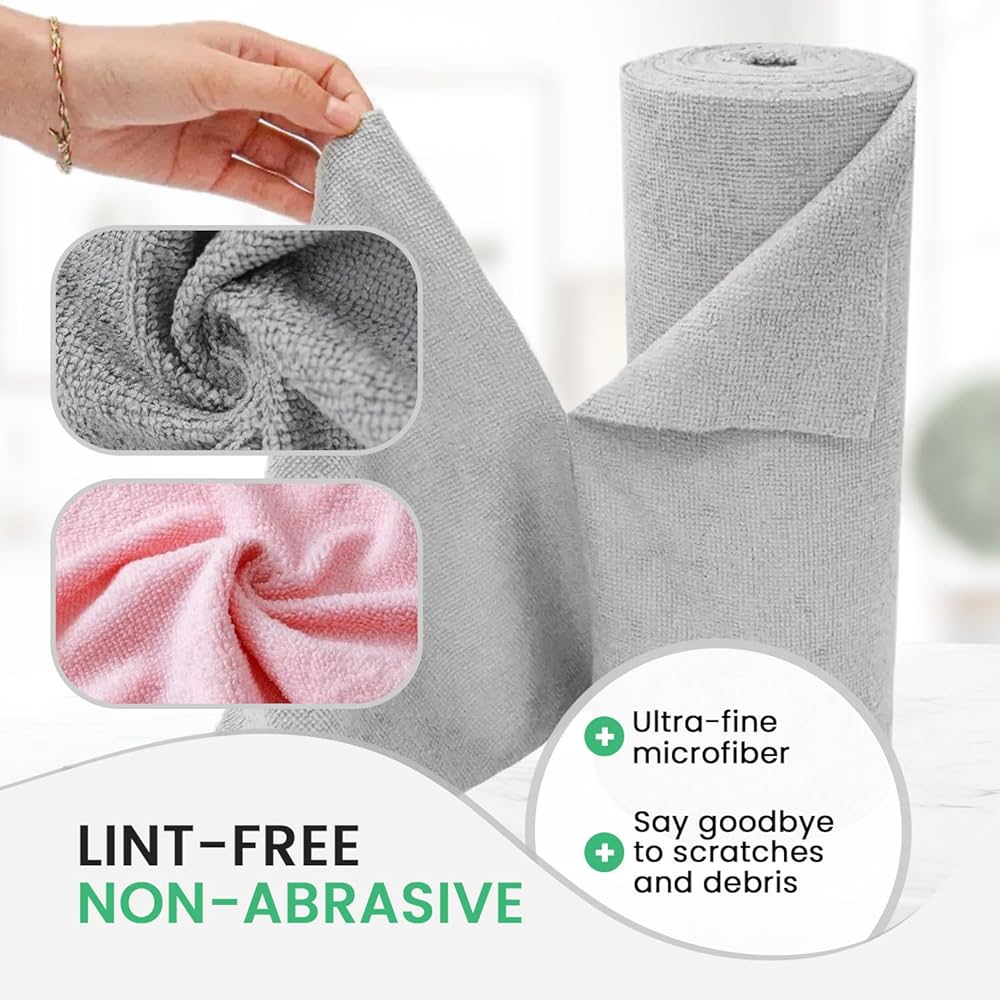 Reusable Microfiber Cleaning Cloth Roll (50 Pcs)