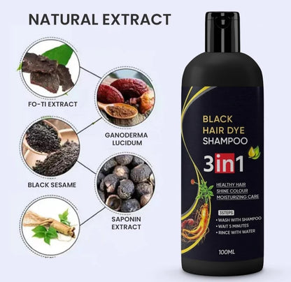 Black Hair Shampoo 3 in 1(Buy 1 Get 1 Free)