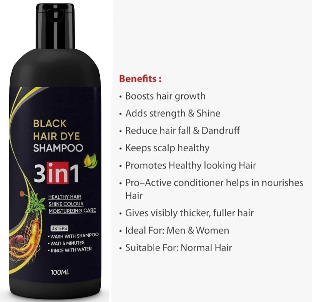 Black Hair Shampoo 3 in 1(Buy 1 Get 1 Free)